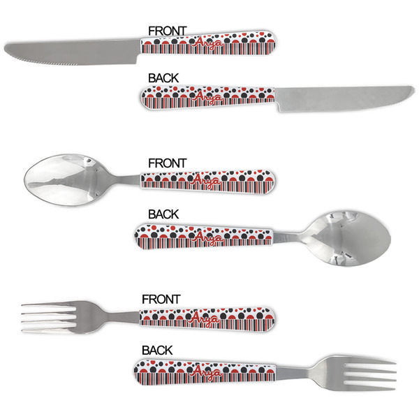 Red & Black Dots & Stripes Cutlery Set - APPROVAL