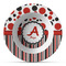 Red & Black Dots & Stripes Plastic Bowl - Microwave Safe - Composite Polymer (Personalized)