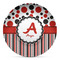 Red & Black Dots & Stripes Microwave Safe Plastic Plate - Composite Polymer (Personalized)