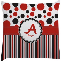 Red & Black Dots & Stripes Decorative Pillow Case (Personalized)