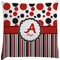 Red & Black Dots & Stripes Decorative Pillow Case (Personalized)