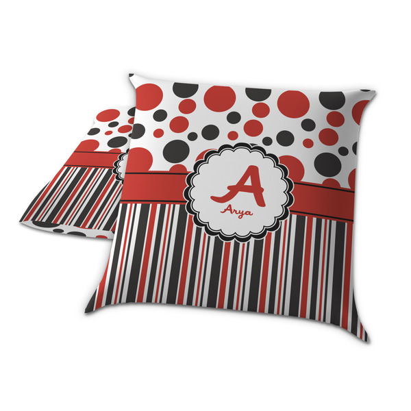 Red & Black Dots & Stripes Decorative Pillow Case - TWO