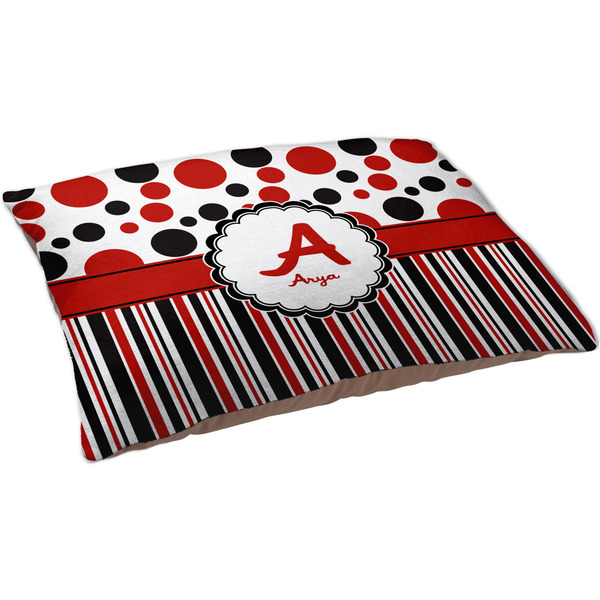 Red & Black Dots & Stripes Dog Bed - Large