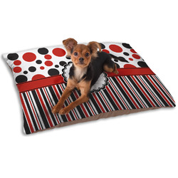 Red & Black Dots & Stripes Dog Bed - Small w/ Name and Initial