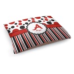 Red & Black Dots & Stripes Dog Bed - Medium w/ Name and Initial