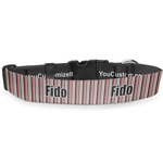 Red & Black Dots & Stripes Deluxe Dog Collar - Medium (11.5" to 17.5") (Personalized)