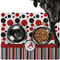 Red & Black Dots & Stripes Dog Food Mat - Large LIFESTYLE