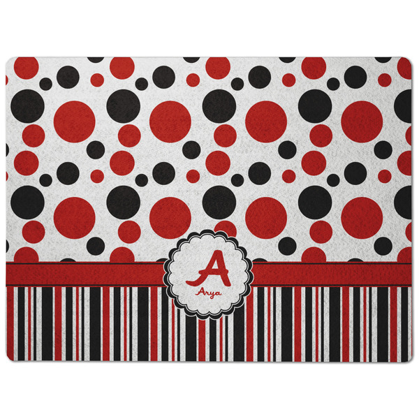 Red & Black Dots & Stripes Dog Food Mat - Medium without bowls