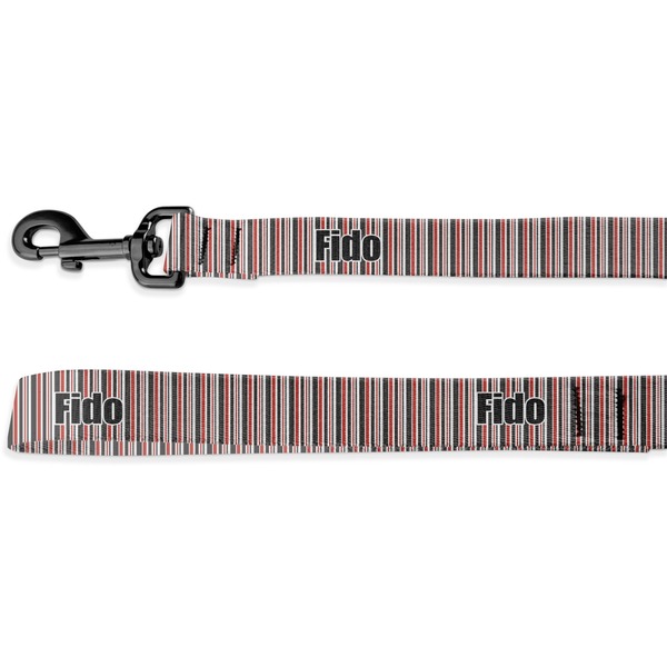 Custom Red & Black Dots & Stripes Deluxe Dog Leash - 4 ft (Personalized)
