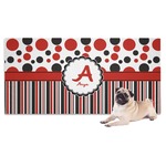 Red & Black Dots & Stripes Dog Towel (Personalized)