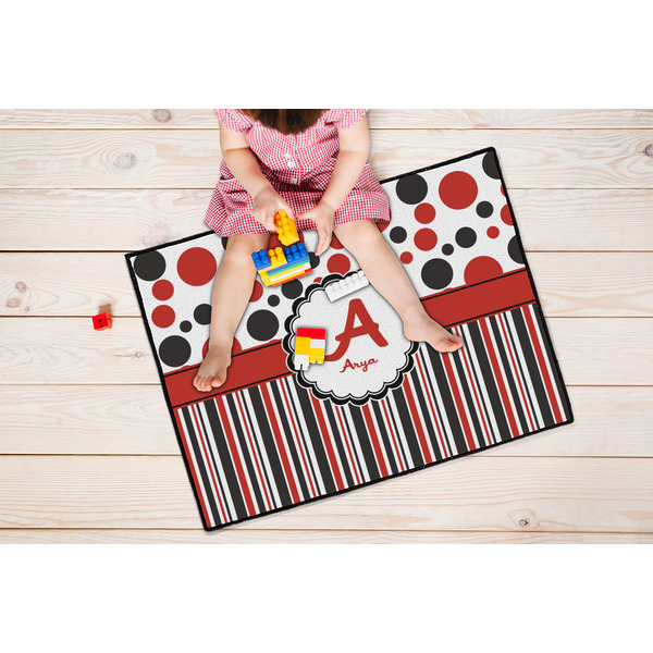 Red & Black Dots & Stripes Door Mats - LIFESTYLE kid