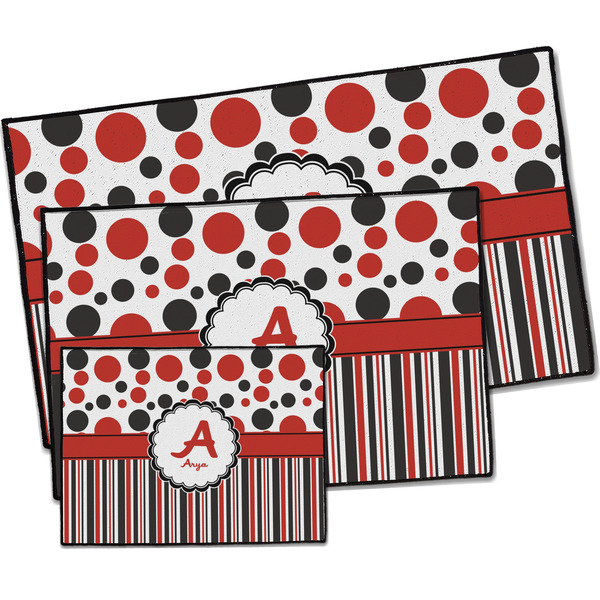 Red & Black Dots & Stripes Door Mats - PARENT MAIN