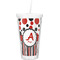 Red & Black Dots & Stripes Double Wall Tumbler with Straw (Personalized)