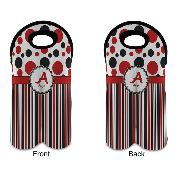 Red & Black Dots & Stripes Double Wine Tote - APPROVAL (new)