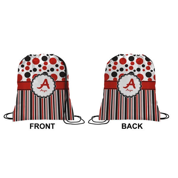 Red & Black Dots & Stripes Drawstring Backpack