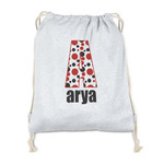 Red & Black Dots & Stripes Drawstring Backpack - Sweatshirt Fleece - Double Sided (Personalized)