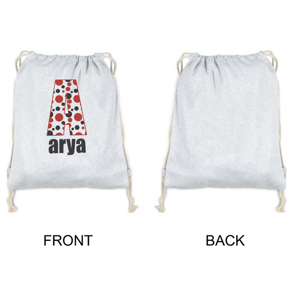 Red & Black Dots & Stripes Drawstring Backpacks - Sweatshirt Fleece - Single Sided - APPROVAL