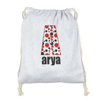 Red & Black Dots & Stripes Drawstring Backpack - Sweatshirt Fleece - Single Sided (Personalized)