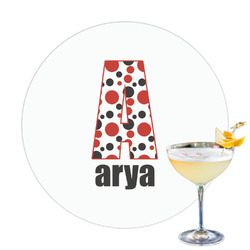 Red & Black Dots & Stripes Printed Drink Topper (Personalized)