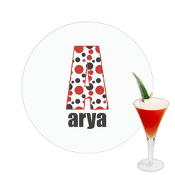 Red & Black Dots & Stripes Printed Drink Topper -  2.5" (Personalized)