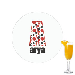 Red & Black Dots & Stripes Printed Drink Topper - 2.15" (Personalized)
