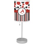 Red & Black Dots & Stripes Lamp with Drum Shade (Personalized)