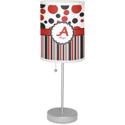 Red & Black Dots & Stripes Lamp with Drum Shade (Personalized)
