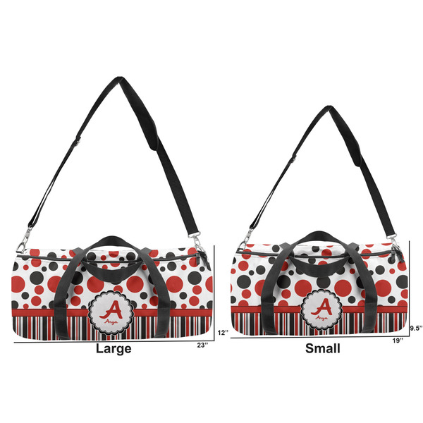 Red & Black Dots & Stripes Duffle Bag Small and Large