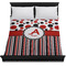 Red & Black Dots & Stripes Duvet Cover - Queen - On Bed - No Prop