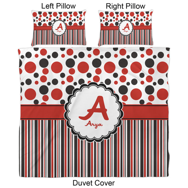 Red & Black Dots & Stripes Duvet Cover Set - King - Approval