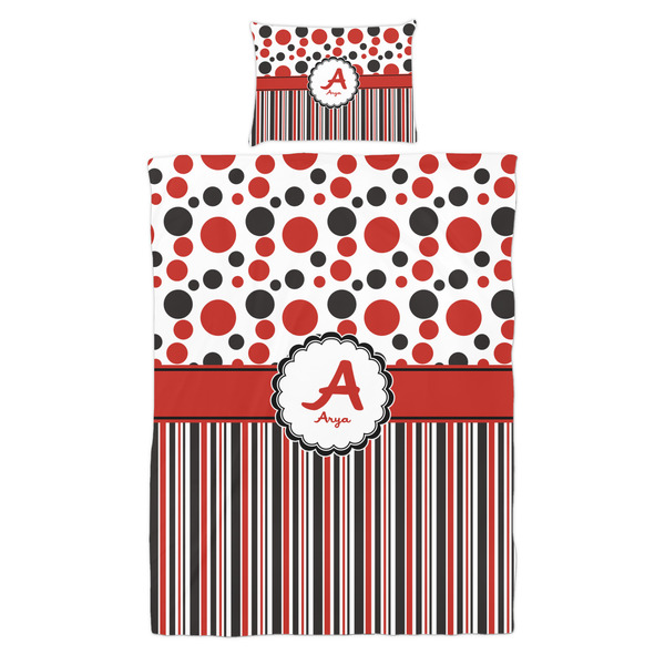 Red & Black Dots & Stripes Duvet Cover Set - Twin - Alt Approval