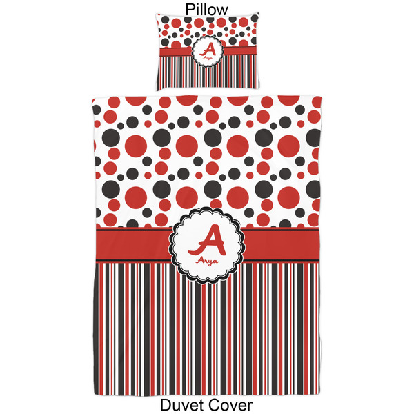 Red & Black Dots & Stripes Duvet Cover Set - Twin - Approval