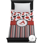Red & Black Dots & Stripes Duvet Cover - Twin (Personalized)
