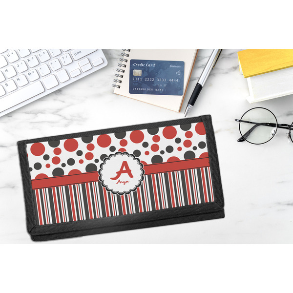 Red & Black Dots & Stripes DyeTrans Checkbook Cover - LIFESTYLE