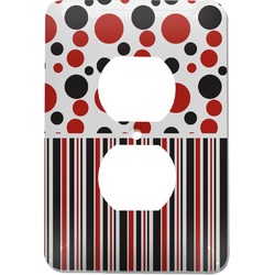 Red & Black Dots & Stripes Electric Outlet Plate (Personalized)