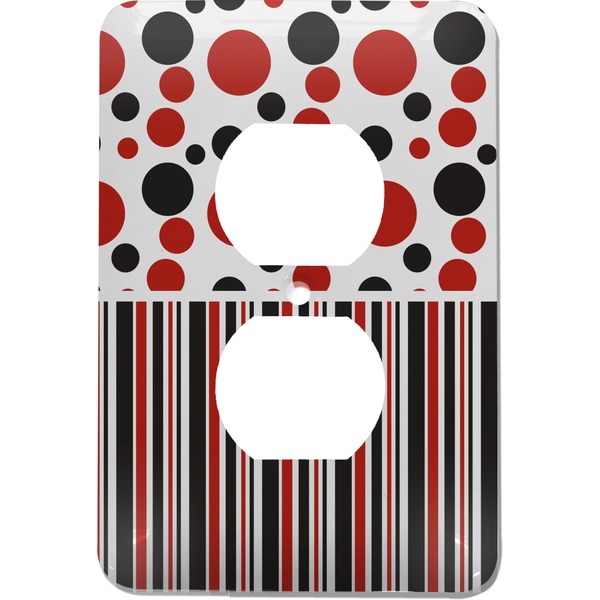Custom Red & Black Dots & Stripes Electric Outlet Plate