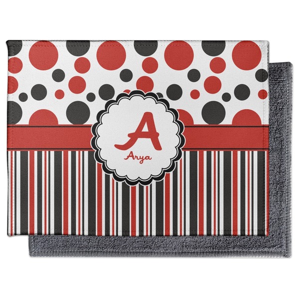 Red & Black Dots & Stripes Electronic Screen Wipe - Flat