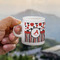 Red & Black Dots & Stripes Espresso Cup - 3oz LIFESTYLE (new hand)