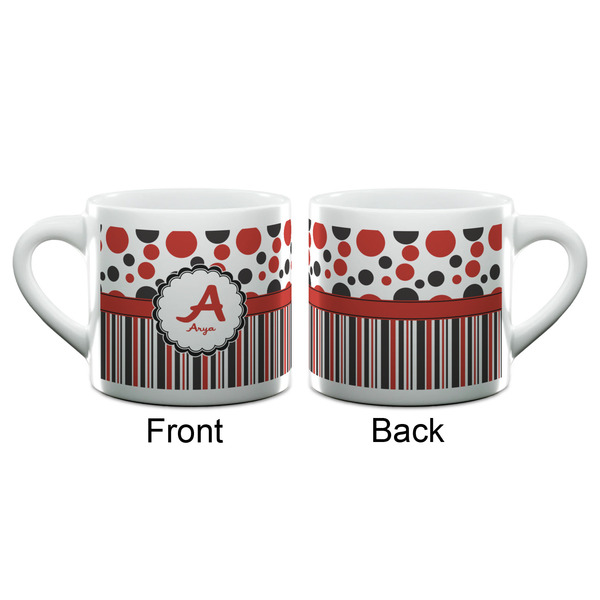 Red & Black Dots & Stripes Espresso Cup - 6oz (Double Shot) (APPROVAL)