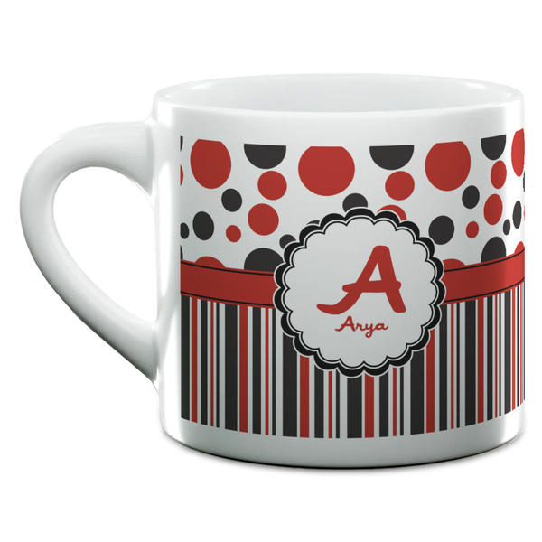 Red & Black Dots & Stripes Espresso Cup - 6oz (Double Shot) (MAIN)