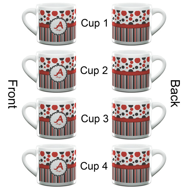 Red & Black Dots & Stripes Espresso Cup - 6oz (Double Shot Set of 4) APPROVAL