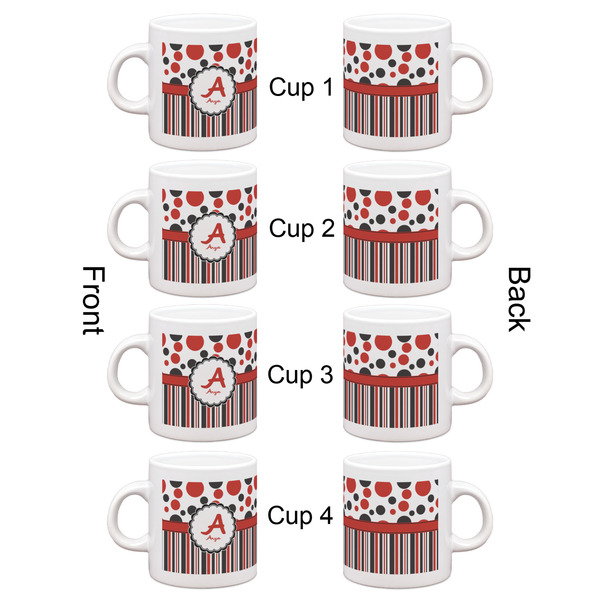 Red & Black Dots & Stripes Espresso Cup Set of 4 - Apvl