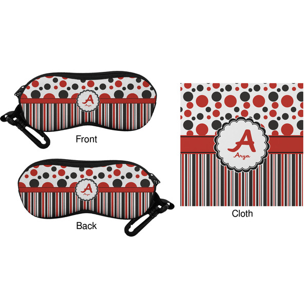 Red & Black Dots & Stripes Eyeglass Case & Cloth (Approval)
