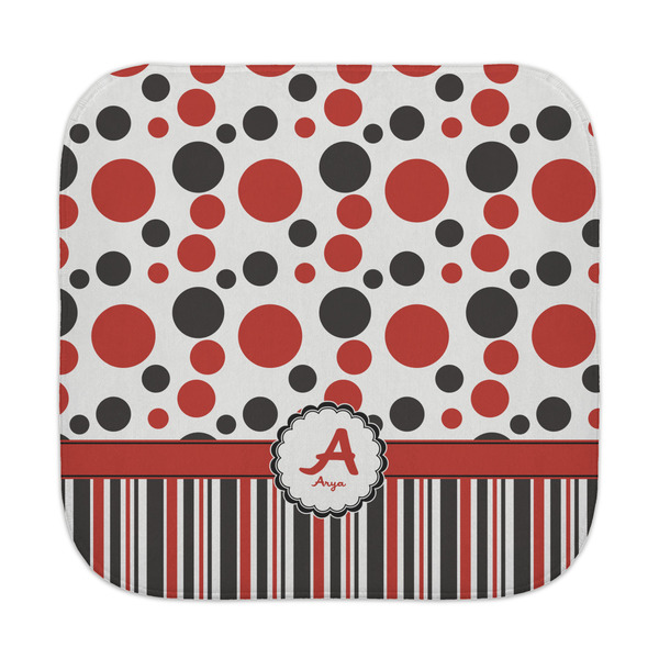 Custom Red & Black Dots & Stripes Face Towel (Personalized)