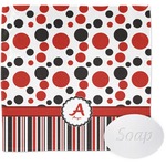 Red & Black Dots & Stripes Washcloth (Personalized)