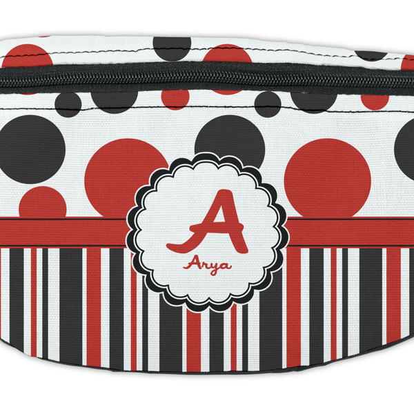 Red & Black Dots & Stripes Fanny Pack - Closeup