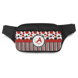 Red & Black Dots & Stripes Fanny Pack - Modern Style (Personalized)