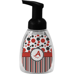Red & Black Dots & Stripes Foam Soap Bottle - Black (Personalized)