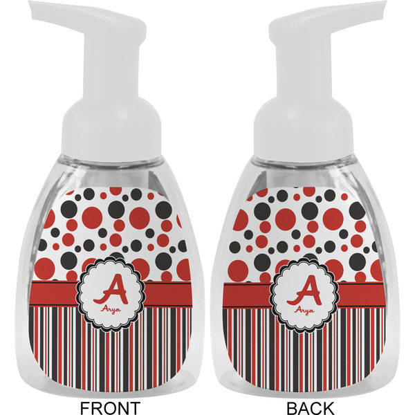Red & Black Dots & Stripes Foam Soap Bottle Approval - White