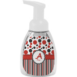 Red & Black Dots & Stripes Foam Soap Bottle - White (Personalized)